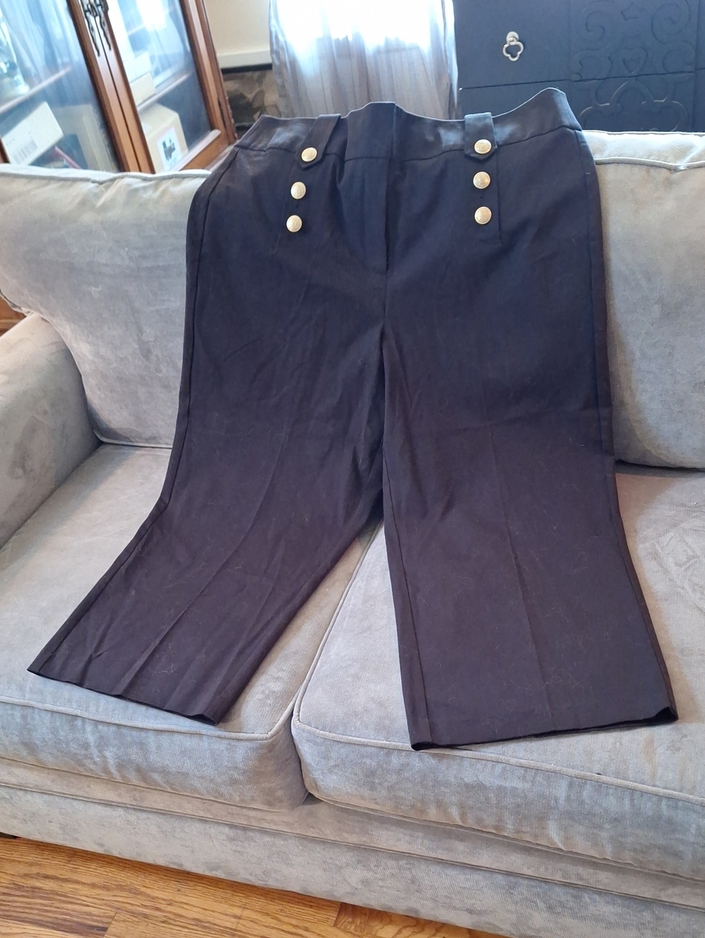 Lane Bryant Black Wide-Leg  Sailor Crops with Gold Buttons 20 NWT